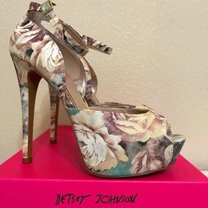 Betsy Johnson Angelick Floral Peep-Toe Platform Heels